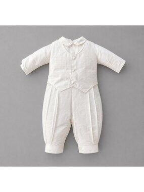 PICCOLO BACIO Baby Boy 6M Ivory Silk Dupioni Christening Baptism Outfit NEW